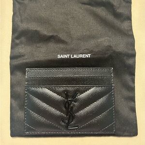 Saint Laurent black chevron quilted card holder
